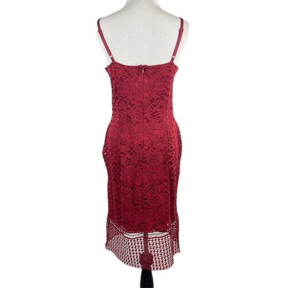 Cato Red Lace Midi Dress Size 8 - Picture 3 of 10